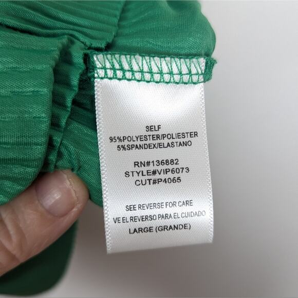 The Post Kelly Green Plisse Button Front Romper Size L - Picture 8 of 9